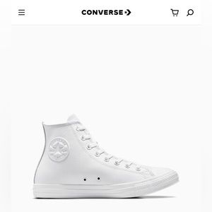 NWOT White Leather Converse All Star High Tops